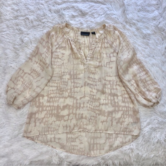 Cynthia Rowley Cream Print Popover Top - Picture 8 of 16
